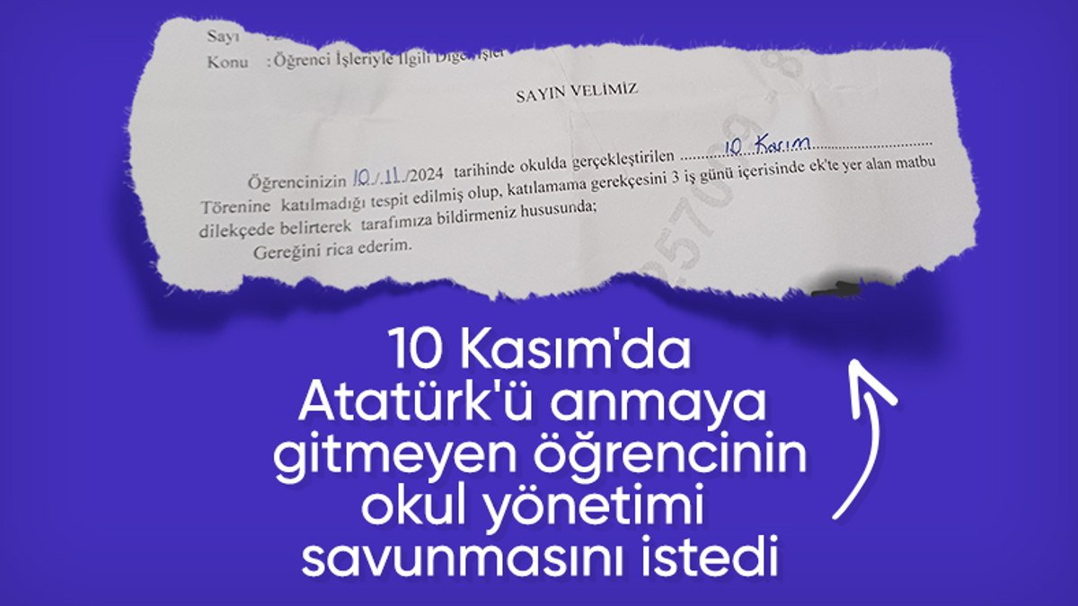 Ankara’da 10 Kasım’da anma törenine katılmayan öğrenciye uyarı